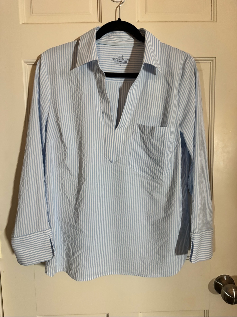 NWT Vineyard Vines Harbor Savannah Seersucker Performance Popover M